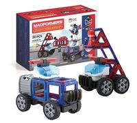 Magformers Amazing Police And Rescue Magnetic Building Blocks Tile Toy. Makes Cars And Buildings In A Police Theme. A STEM Toy For Children Aged 4+. With Police Character And Car.