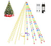 MAGGIFT Guirnalda de luces para árbol interior y exterior, blanco cálido, multicolor, 2 m, 12 hilos, 300 ledes, 2 en 1, cadena de luces con temporizador, 8 modos, regulable, mando a distancia, IP67