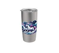 Magia del cielo Unicornios galopantes Caballos Pareja Amor Vaso térmico de acero inoxidable de doble pared