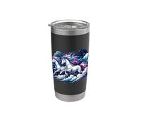 Magia del cielo Unicornios galopantes Caballos Pareja Amor Vaso térmico de acero inoxidable de doble pared