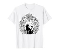 Magia Floral de Mandala de Gato Bruja Celestial Camiseta