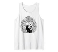 Magia Floral de Mandala de Gato Bruja Celestial Camiseta sin Mangas