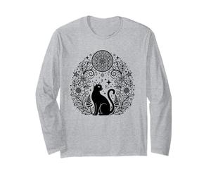 Magia Floral de Mandala de Gato Bruja Celestial Manga Larga