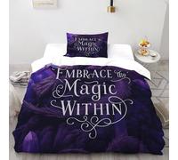 Magia Funda Nordica Algodon 2 Piezas 3D Impresa Magia CrystalBeast con Cremallera Y Funda De Almohada Single（135x200cm） 100% Microfibra Ropa De Cama