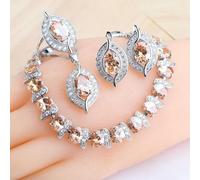 Magia Natural Arco Iris Circonita Conjuntos de Joyería 925 Boda de Plata para Mujeres Anillos Colgante Collar Pendientes Pulseras Conjunto Nupcial