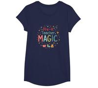 Magia para Maestros de prekínder: inspiración Brillante en el Aula Camiseta, Niñas, Azul Marino, Grande