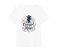 Magia Vaquera: Noche Estrellada con Encanto Occidental, niña de Vaca Camiseta, Mujer Tallas Grandes, Blanco, 4XL Grande
