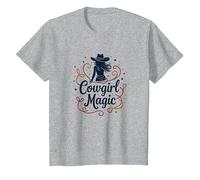Magia Vaquera: Noche Estrellada con Encanto Occidental, niña de Vaca Camiseta, Niños, Gris Jaspeado, 4 años