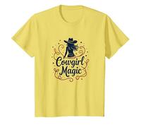 Magia Vaquera: Noche Estrellada con Encanto Occidental, niña de Vaca Camiseta, Niños, Limón, 4 años