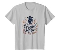 Magia Vaquera: Noche Estrellada con Encanto Occidental, niña de Vaca Camiseta, Niños, Plata, 4 años