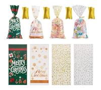 Magibeads 100 bolsas de celofán mixtas con lazos de alambre dorados para caramelos, galletas, golosinas, regalos para fiestas de Navidad