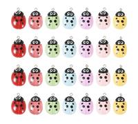 Magibeads 28 dijes acrílicos de mariquita con lazo, coloridos dijes de mariquita voladora, escarabajo, insectos, para hacer joyas, pulseras, aretes, collares a granel, Acrílico, No es una piedra