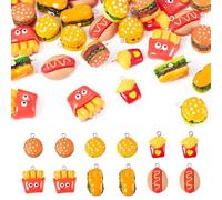 Magibeads 30 dijes de resina para hacer joyas, lindas patatas fritas, hamburguesas, perritos calientes, colgantes Kandi a granel para hacer llaveros, adornos colgantes, aretes, pulseras, manualidades
