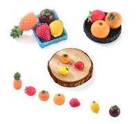 Magibeads 7 adornos de frutas en miniatura para casa de muñecas, decoración de escritorio, frutas falsas, decoración de mesa, accesorios de micro paisaje, decoración de utilería de simulación