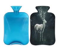 Magic Animal Deer - Botella de agua caliente 3D con tapa, botella de gran capacidad de 2 L, bolsa de agua para noches acogedoras, alivio del dolor, espalda, cuello y hombros