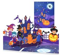 Magic Ants Tarjeta 3D Pop Up de Halloween para niños, Suesses o Saures 3D divertidas tarjetas de felicitación pop up, Kuerbis, espíritu amable, casa encantada, murciélago, cementerio, lápida, bruja