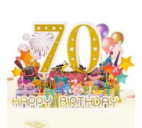 Magic Ants Tarjeta de 70 cumpleaños - Tarjeta de cumpleaños 3D desplegable de 70 años para esposa, marido, mamá, papá, para aniversario de 70 años, sobre incluido