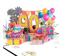 Magic Ants Tarjeta de 90 cumpleaños desplegable con sobre para mujeres, hombres, novias, amigos, familia