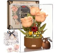 Magic Blooming Flower Building Block, Motion Flower Bouquet Building Blocks, 255 PCS Magic Watering Can Flowers Building Blocks Set, Automatic Blooming Roses for Girlfriend Wife (With Display Case)