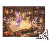Magic Book Puzzle for Niños y Niñas 1000 Piezas Reciclable Fairies Library Puzzle Divertido y Desafiante Family Game Idea Child‘s Birthday 52x38cm/1000pcs