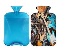 Magic - Botella de agua caliente para guitarra eléctrica con funda, bolsa de agua caliente de 2 litros para aliviar el dolor, cuello y hombro, mano, pies, compresa caliente y fría