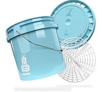 MAGIC BUCKET Paquete de lavado a mano para coche, cubo de lavado con tapa, 3,5 galones estadounidenses, aprox. 13 litros, con Grit Guard y colador