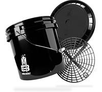 MAGIC BUCKET Paquete de lavado a mano para coche, cubo de lavado con tapa de cubo a juego, 3,5 galones estadounidenses, aprox. 13 litros, con cubo Grit Guard, colador para la suciedad, juego de lavado