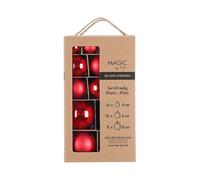 MAGIC by Inge - Juego de 42 Bolas de Navidad de Color Rojo Feliz con diámetro de 4 cm, 6 cm y 8 cm, decoración de árbol de Navidad de Cristal