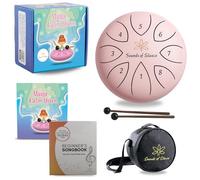 Magic Calm Drum - Tambor de lengua de acero para niños, instrumento musical estilo sartén con libro de cuentos y canciones, instrumentos musicales fáciles y calmantes para niños de 3 a 8 años (rosa)