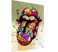 Magic Canvas Art Lienzo decorativo de 1 pieza con diseño de boca de lengua Pop Art - B8149 - Tamaño: 75 x 50 cm
