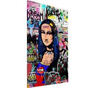 Magic Canvas Art Mona Lisa Graffiti Pop Art - Lienzo decorativo (1 pieza, 120 x 80 cm), diseño de graffiti