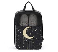 Magic Card Golden Mystical Stars Moon Shoe Bag with Zipper & Handle, Waterproof Breathable Portable
