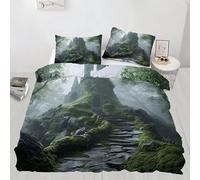 Magic Castle - Juego de funda de edredón de 3 piezas, diseño de castillo de piedra medieval, juego de ropa de cama tamaño King para decoración de dormitorio infantil (sin edredón)