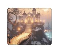 Magic Castle School on the Mountain - Alfombrilla de mouse con base de goma antideslizante extendida para juegos, alfombrilla de teclado personalizada con impresión de área completa para PC, laptop