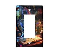 Magic Cat - Placa de cubierta para interruptor de luz, cubierta de tomacorriente, color negro encantado para decoración del hogar, placas de pared termoplásticas, balancín individual de tamaño
