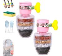 Magic Charcoal Water Filter, 6 Layer Carbon WaterFilter Faucet, Carbon WaterFilter Faucet for Sink Faucet, Filter Splash-Proof for Kitchen Bathroom Sink (Pink,2pcs)