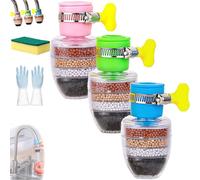 Magic Charcoal Water Filter, 6 Layer Carbon WaterFilter Faucet, Carbon WaterFilter Faucet for Sink Faucet, Filter Splash-Proof for Kitchen Bathroom Sink (Mix,3pcs)