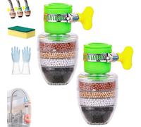 Magic Charcoal Water Filter, 6 Layer Carbon WaterFilter Faucet, Carbon WaterFilter Faucet for Sink Faucet, Filter Splash-Proof for Kitchen Bathroom Sink (Green,2pcs)
