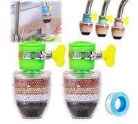 Magic Charcoal Water Filter, Carbon Water Filter Faucet, Filtros De Agua Para Tomar, 6 Layer Cartridge Activated Carbon Filters Waters Filters for Kitchen Bathroom (Green-2pcs)