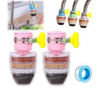 Magic Charcoal Water Filter, Carbon Water Filter Faucet, Filtros De Agua Para Tomar, 6 Layer Cartridge Activated Carbon Filters Waters Filters for Kitchen Bathroom (Pink-2pcs)