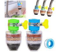 Magic Charcoal Water Filter, Carbon Water Filter Faucet, Filtros De Agua Para Tomar, 6 Layer Cartridge Activated Carbon Filters Waters Filters for Kitchen Bathroom (Blue+Green)
