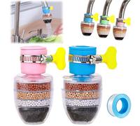Magic Charcoal Water Filter, Carbon Water Filter Faucet, Filtros De Agua Para Tomar, 6 Layer Cartridge Activated Carbon Filters Waters Filters for Kitchen Bathroom (Pink+Blue)