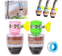 Magic Charcoal Water Filter, Carbon Water Filter Faucet, Filtros De Agua Para Tomar, 6 Layer Cartridge Activated Carbon Filters Waters Filters for Kitchen Bathroom (Green+Pink)