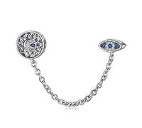 Magic Charms Abalorios de cadena de seguridad de mal de ojo dorado para pulsera de plata de ley 925 chapada en oro con abalorio