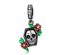 Magic Charms Abalorios de calavera para mujer, pulsera de plata de ley 925, abalorios de calavera para pulsera gótica punk, cadena para madre e hija, de Halloween