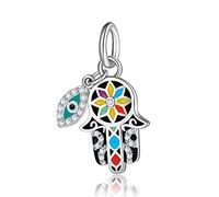 Magic Charms Evil Eye Hamsa Hand Charms 925 Sterling Silver Evil Eye Fátima Bead Pendant Charm para mujer European Snake Dangle Dazzling Charms Bracelet