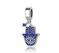 Magic Charms Evil Eye Hamsa Hand Charms Plata de ley 925 Evil Eye Fátima Bead Pendant Charm para mujer European Snake Dangle Dazzling Charms Bracelet,O-Evil Eye Pendant