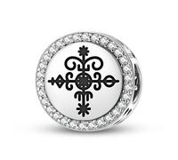 Magic Charms Plata de ley 925 Central America Simbi Ganga Joyería Fit Pulsera Encanto étnico símbolos culturales regalos para mujeres