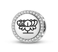 Magic Charms Plata de ley 925 Jainism Blue Lotus joyas Fit pulsera encanto étnico símbolos culturales regalos para mujeres