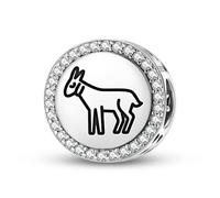 Magic Charms Plata de ley 925 Jainism Goat joyas Fit pulsera encanto étnico símbolos culturales regalos para mujeres